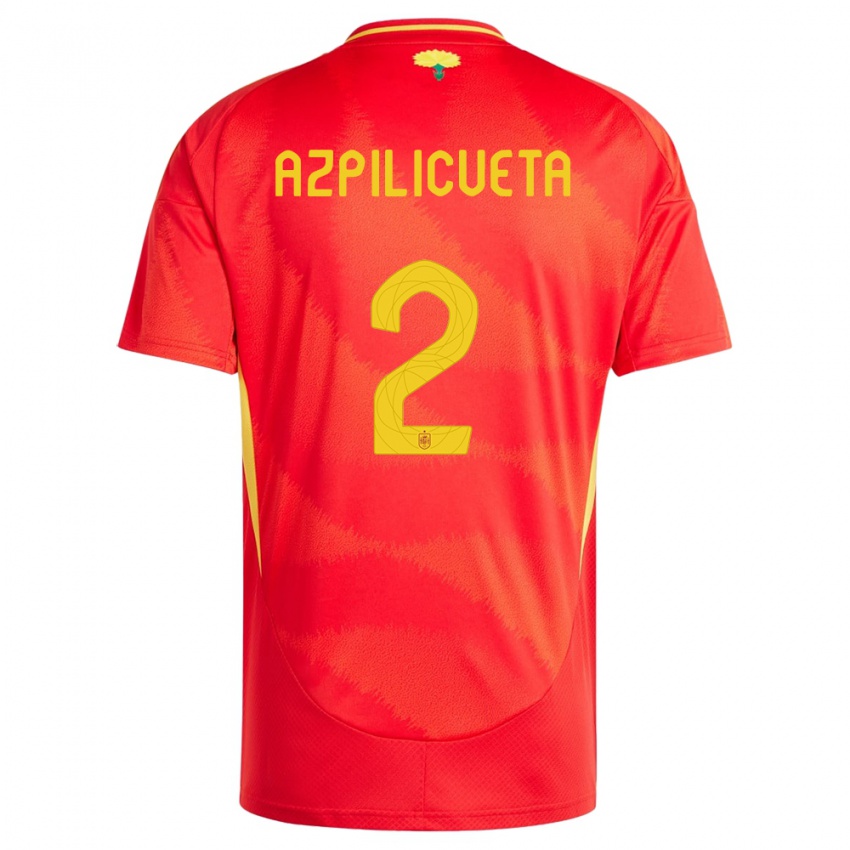 Criança Camisola Espanha Cesar Azpilicueta #2 Vermelho Principal 24-26 Camisa Brasil