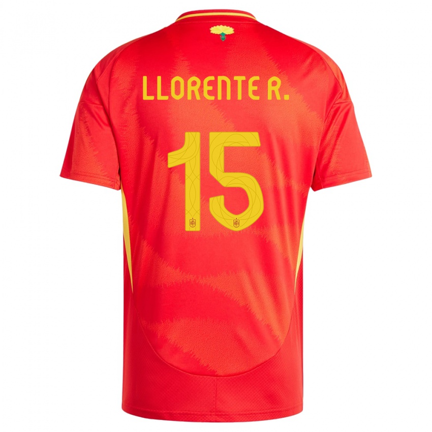 Criança Camisola Espanha Diego Llorente #15 Vermelho Principal 24-26 Camisa Brasil