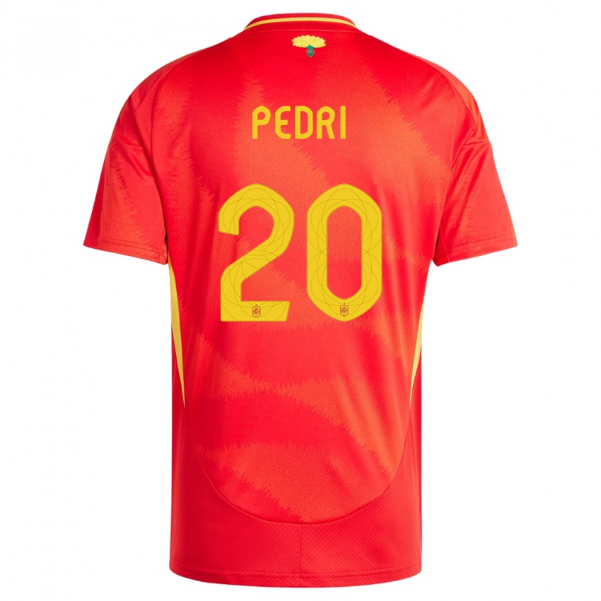 Criança Camisola Espanha Pedri #20 Vermelho Principal 24-26 Camisa Brasil