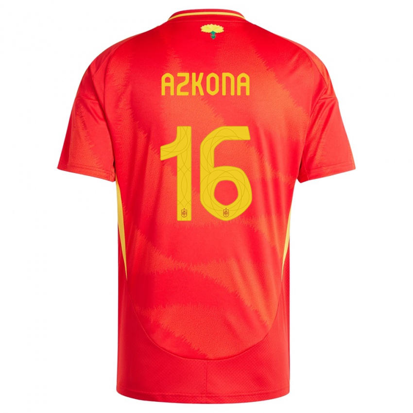 Criança Camisola Espanha Ane Azkona #16 Vermelho Principal 24-26 Camisa Brasil