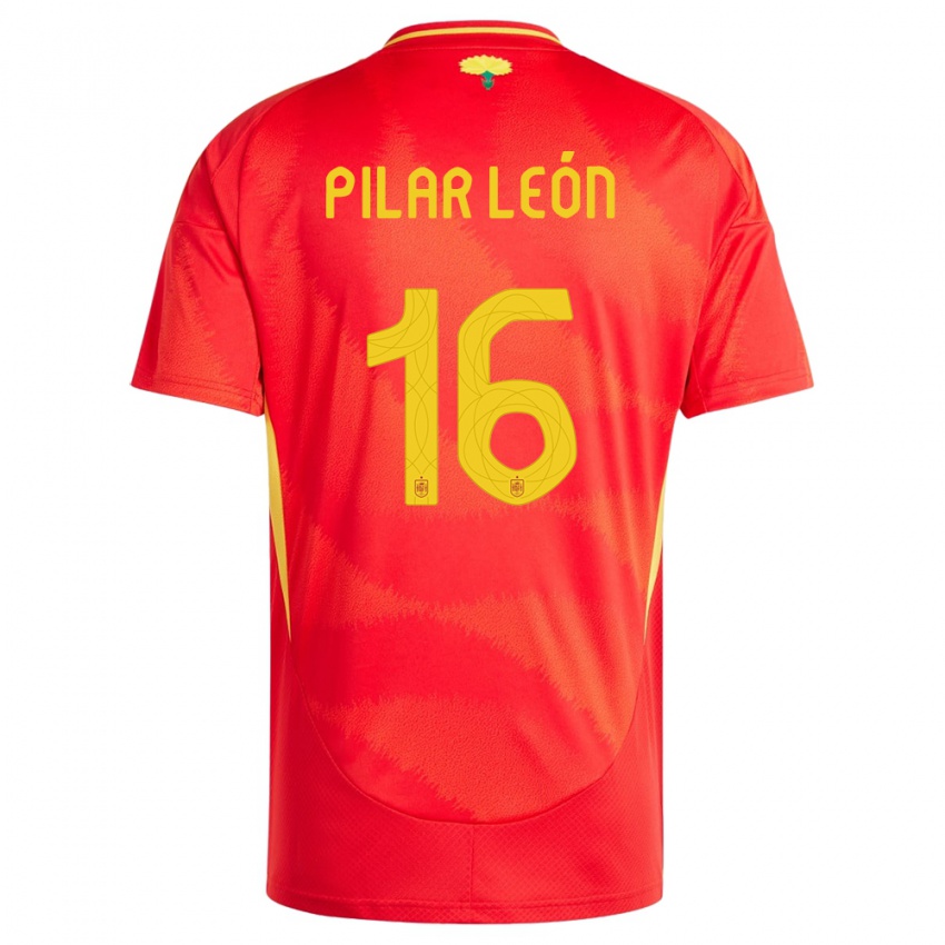 Criança Camisola Espanha Maria Pilar Leon #16 Vermelho Principal 24-26 Camisa Brasil