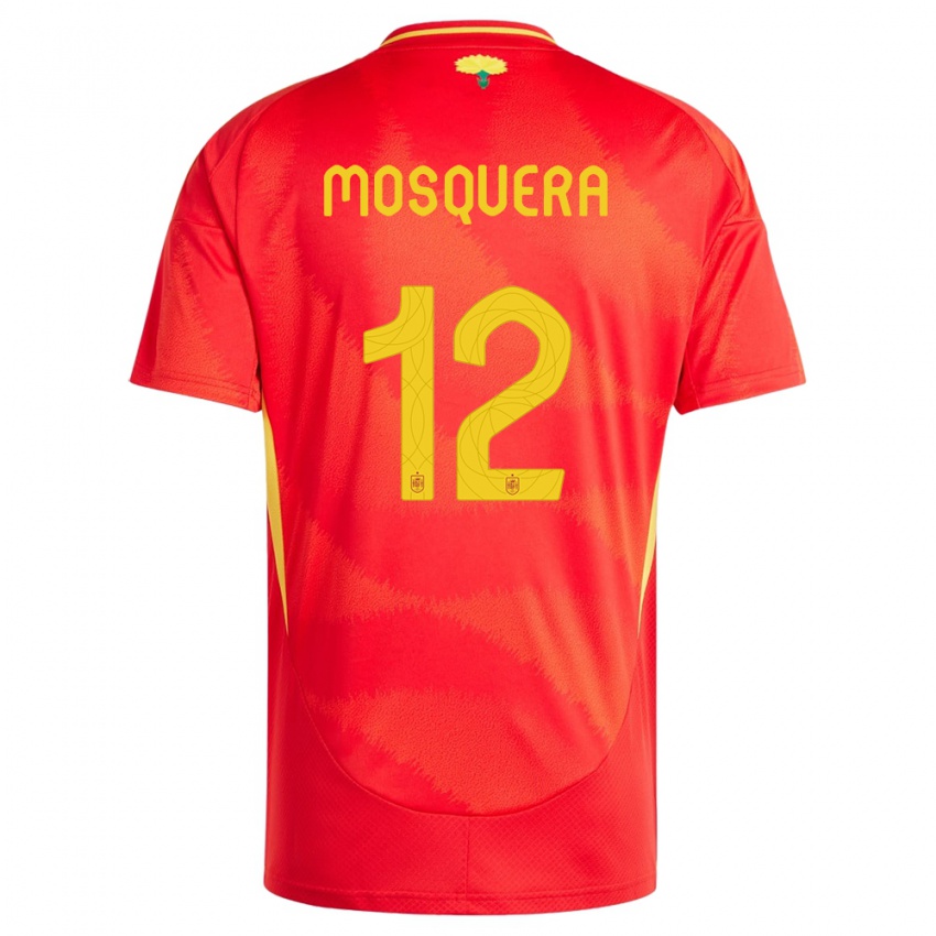 Criança Camisola Espanha Cristian Mosquera #12 Vermelho Principal 24-26 Camisa Brasil