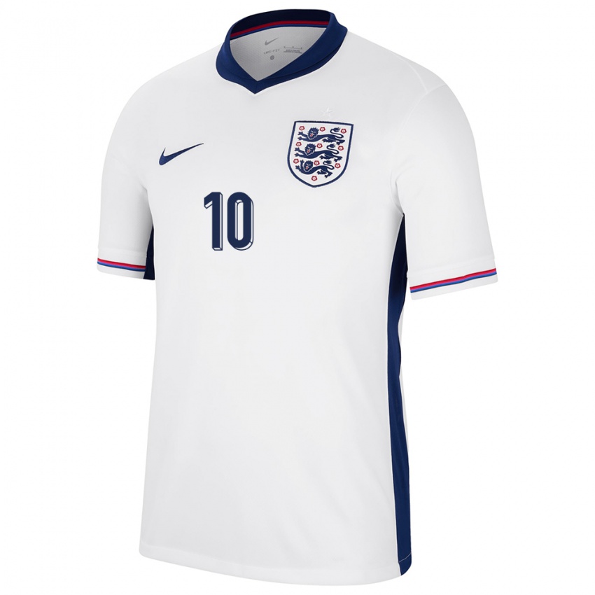 Criança Camisola Inglaterra Raheem Sterling #10 Branco Principal 24-26 Camisa Brasil