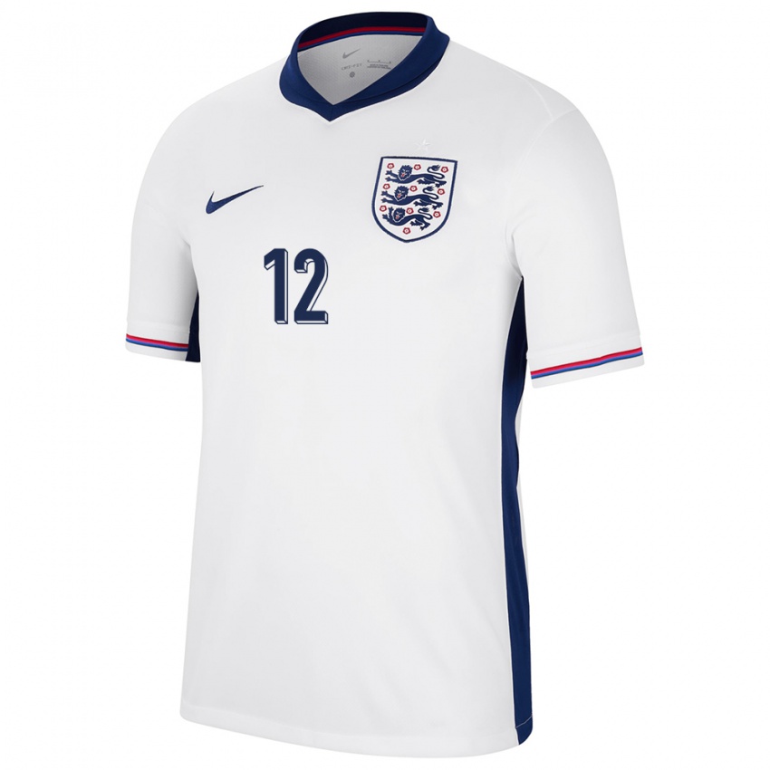 Criança Camisola Inglaterra Jess Carter #12 Branco Principal 24-26 Camisa Brasil