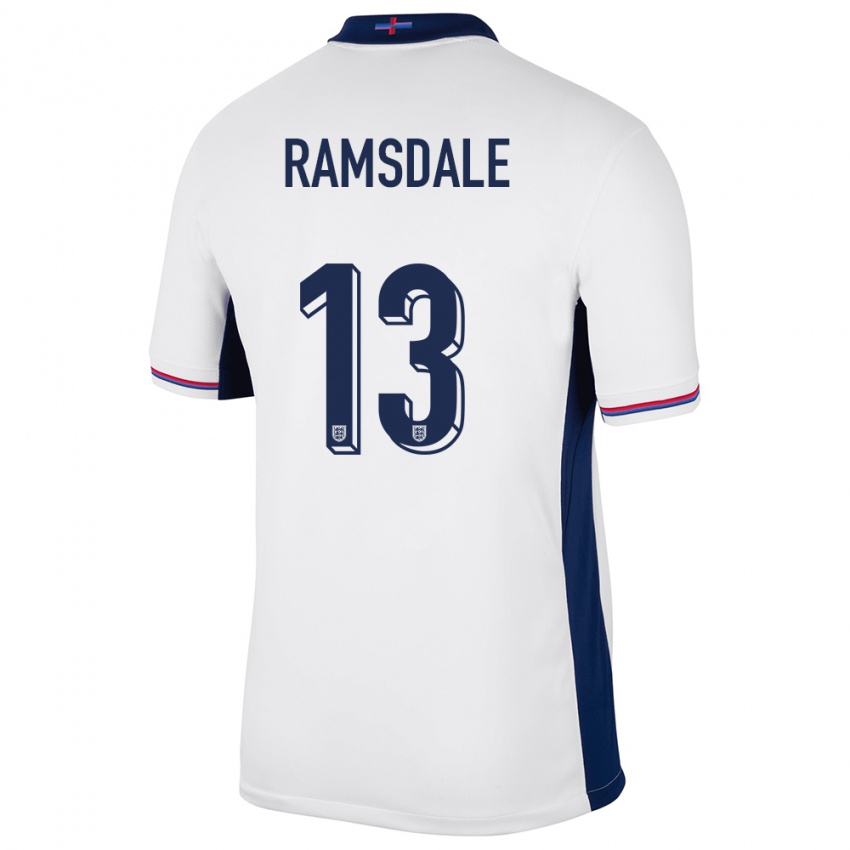 Criança Camisola Inglaterra Aaron Ramsdale #13 Branco Principal 24-26 Camisa Brasil