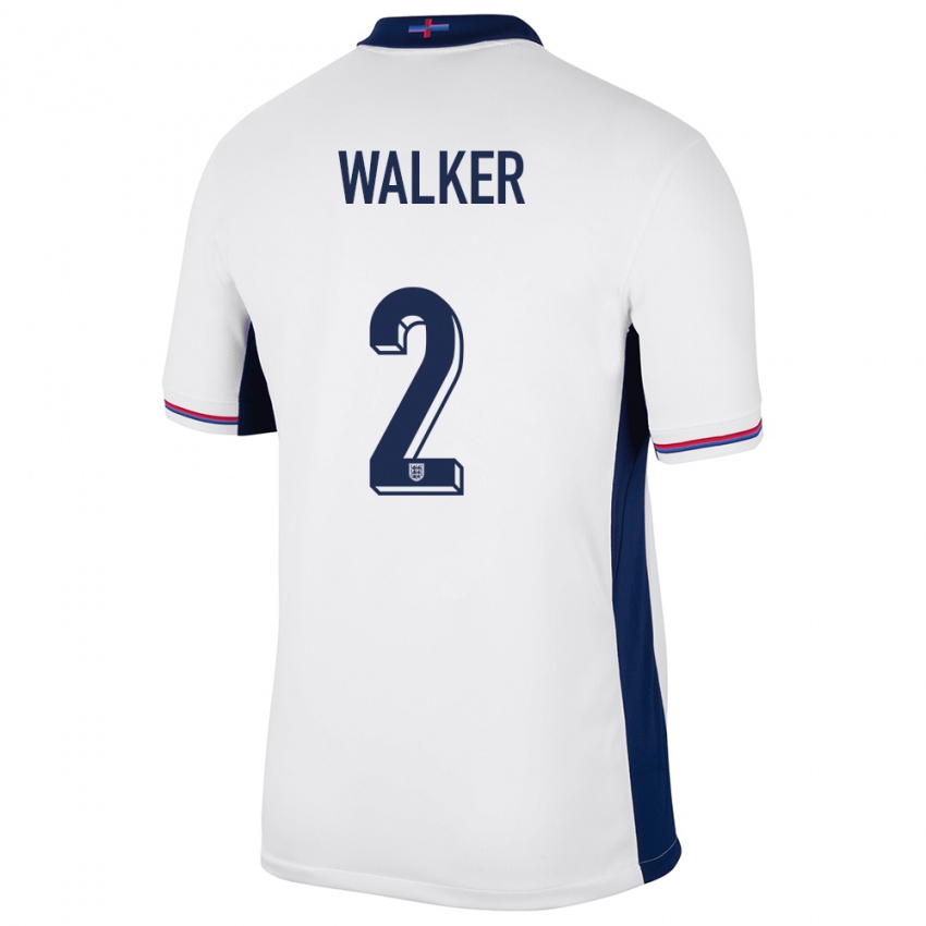 Criança Camisola Inglaterra Kyle Walker #2 Branco Principal 24-26 Camisa Brasil