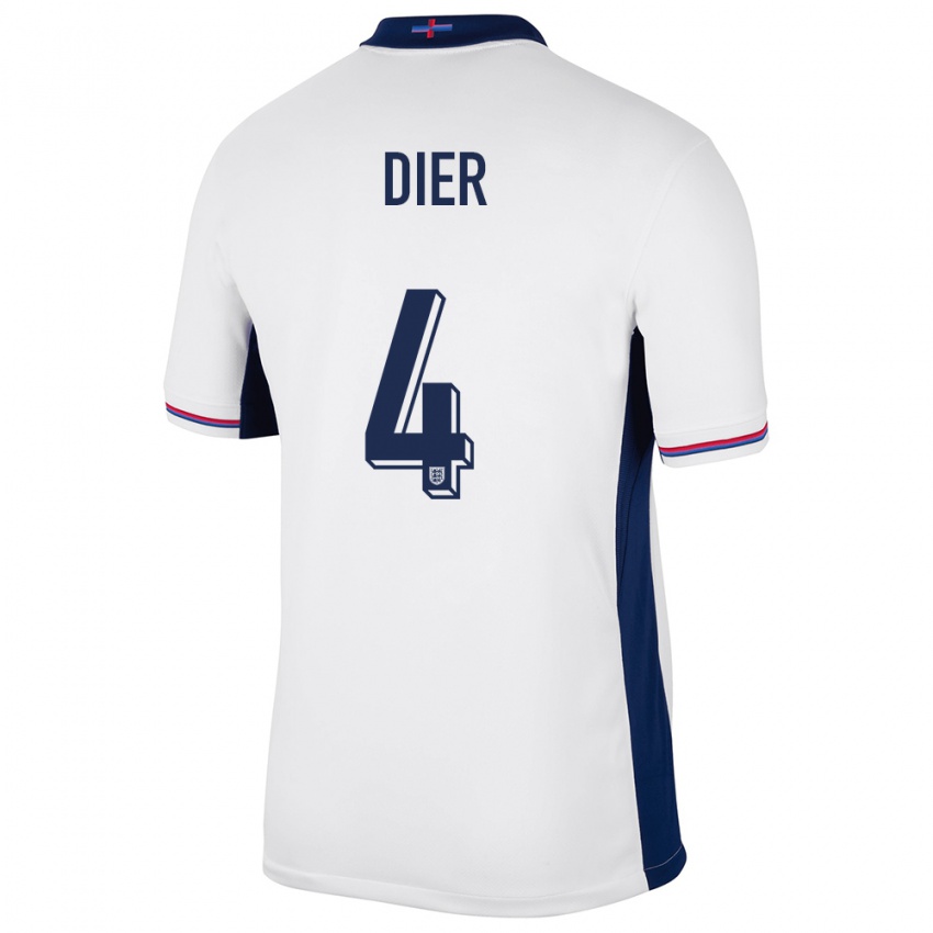 Criança Camisola Inglaterra Eric Dier #4 Branco Principal 24-26 Camisa Brasil