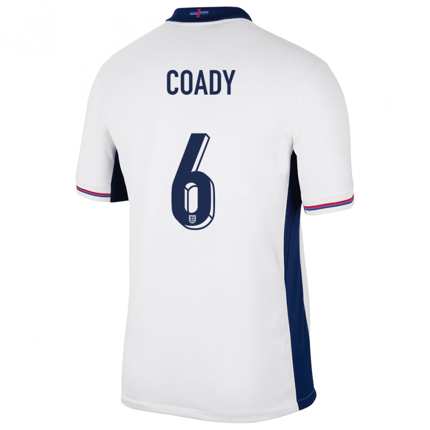 Criança Camisola Inglaterra Conor Coady #6 Branco Principal 24-26 Camisa Brasil