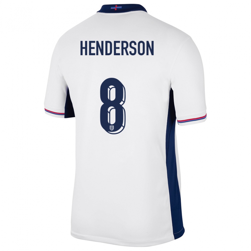 Criança Camisola Inglaterra Jordan Henderson #8 Branco Principal 24-26 Camisa Brasil