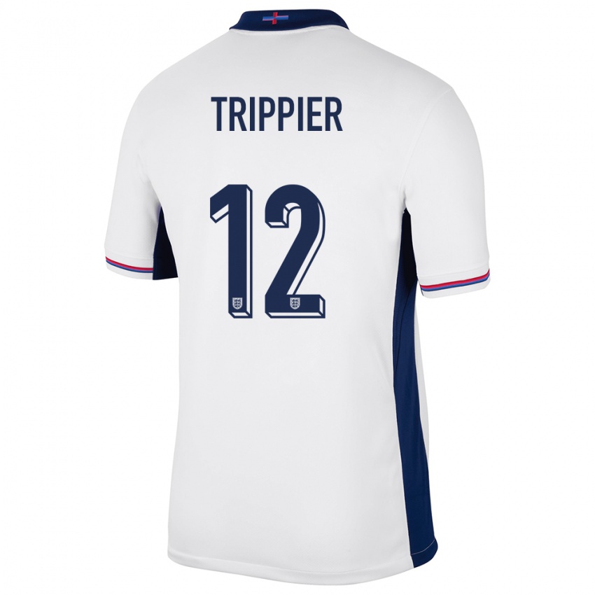 Criança Camisola Inglaterra Kieran Trippier #12 Branco Principal 24-26 Camisa Brasil