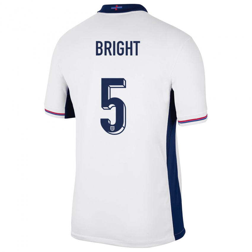 Criança Camisola Inglaterra Millie Bright #5 Branco Principal 24-26 Camisa Brasil