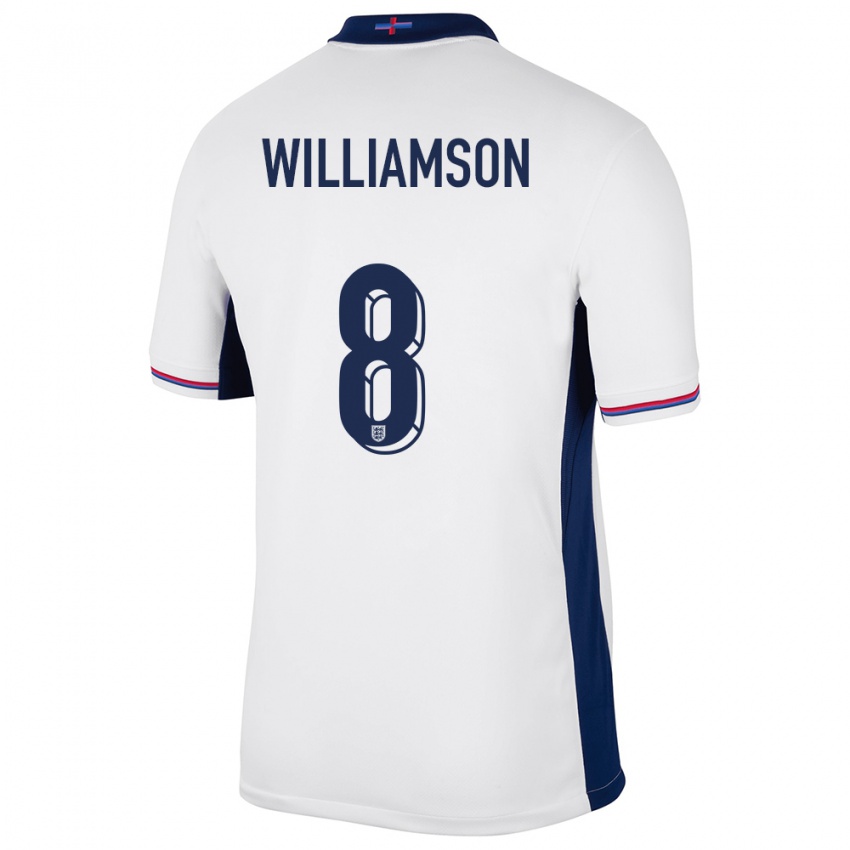 Criança Camisola Inglaterra Leah Williamson #8 Branco Principal 24-26 Camisa Brasil