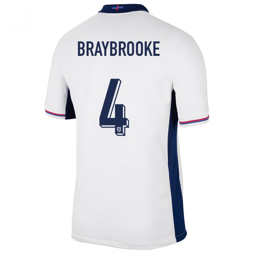 Criança Camisola Inglaterra Samuel Braybrooke #4 Branco Principal 24-26 Camisa Brasil