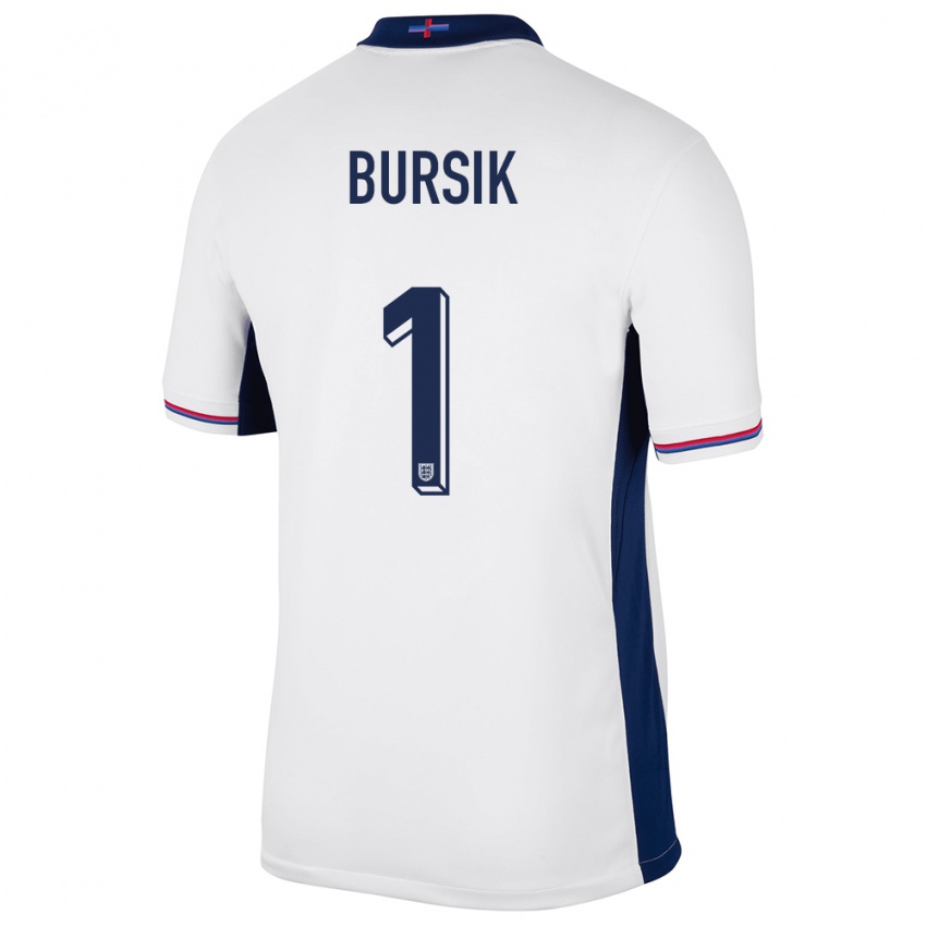 Criança Camisola Inglaterra Josef Bursik #1 Branco Principal 24-26 Camisa Brasil