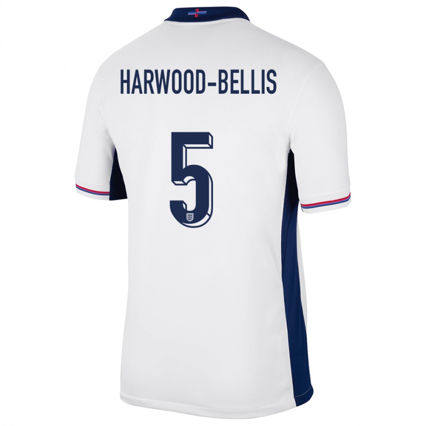 Criança Camisola Inglaterra Taylor Harwood Bellis #5 Branco Principal 24-26 Camisa Brasil