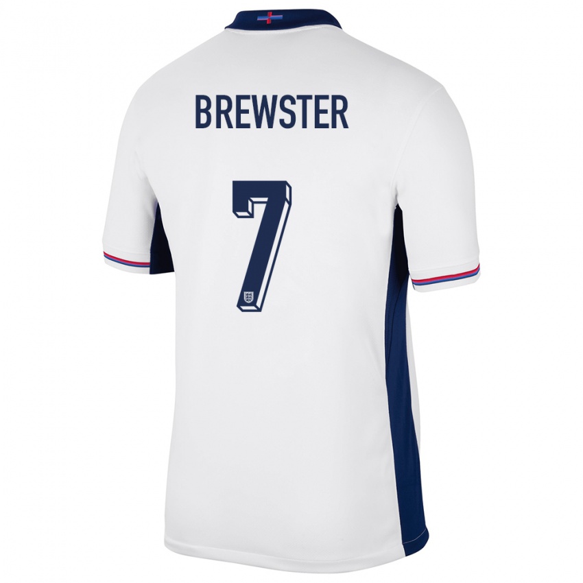 Criança Camisola Inglaterra Rhian Brewster #7 Branco Principal 24-26 Camisa Brasil