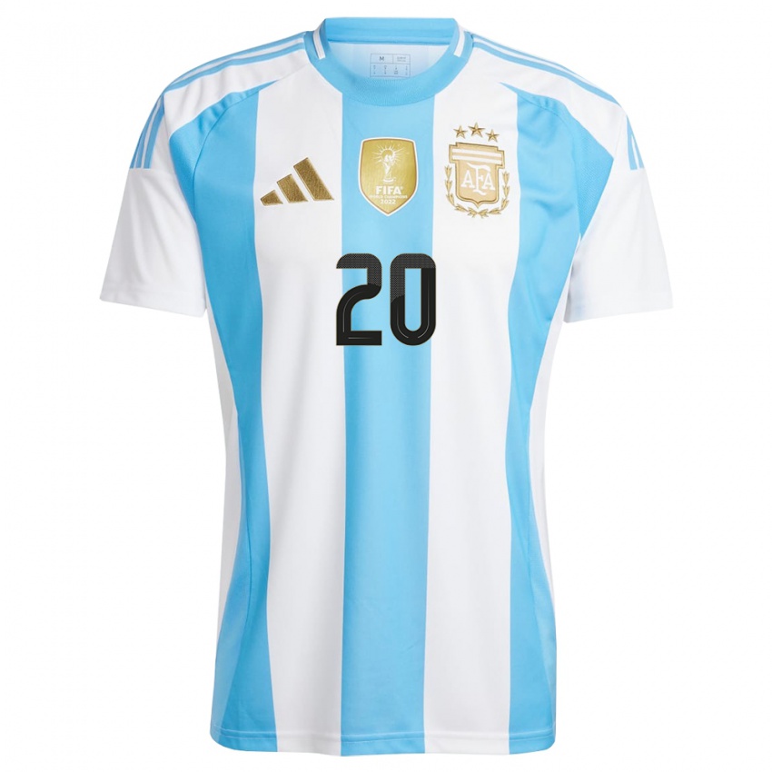 Criança Camisola Argentina Thiago Almada #20 Branco Azul Principal 24-26 Camisa Brasil