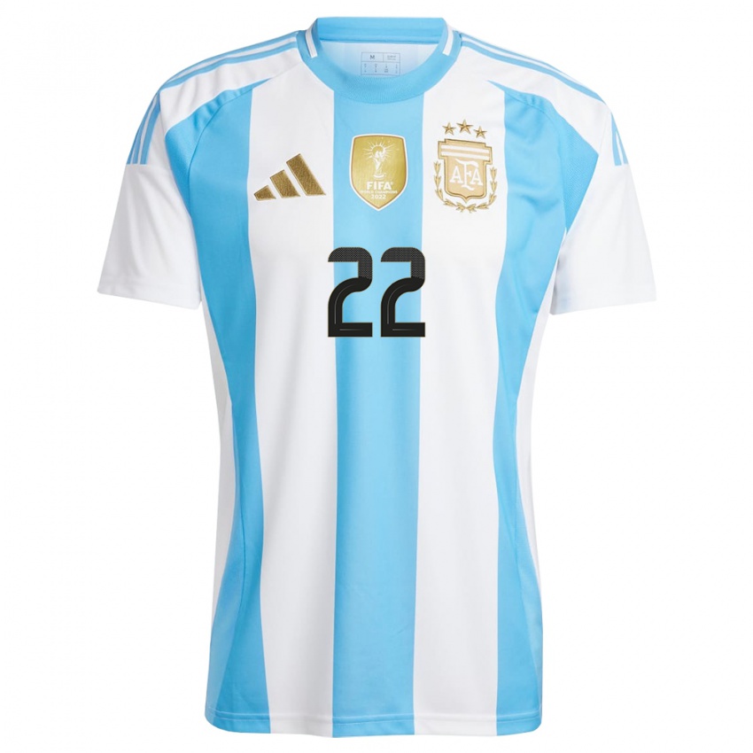 Criança Camisola Argentina Joaquin Blazquez #22 Branco Azul Principal 24-26 Camisa Brasil