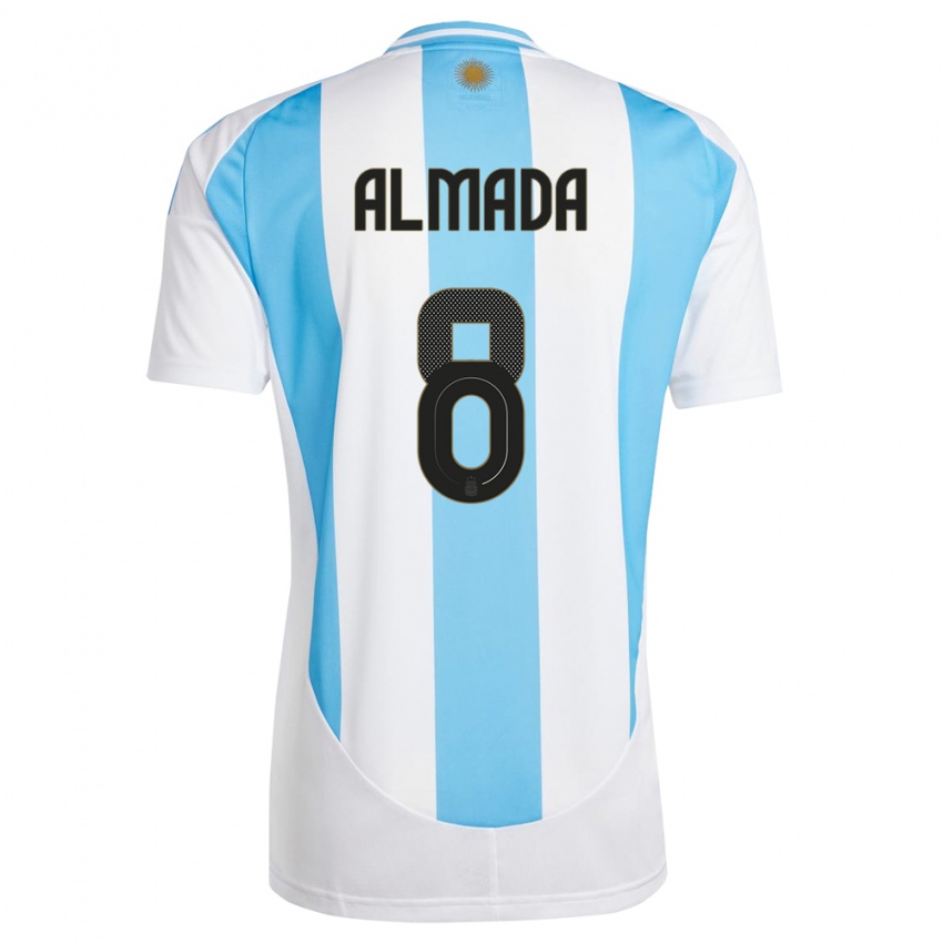 Criança Camisola Argentina Thiago Almada #8 Branco Azul Principal 24-26 Camisa Brasil