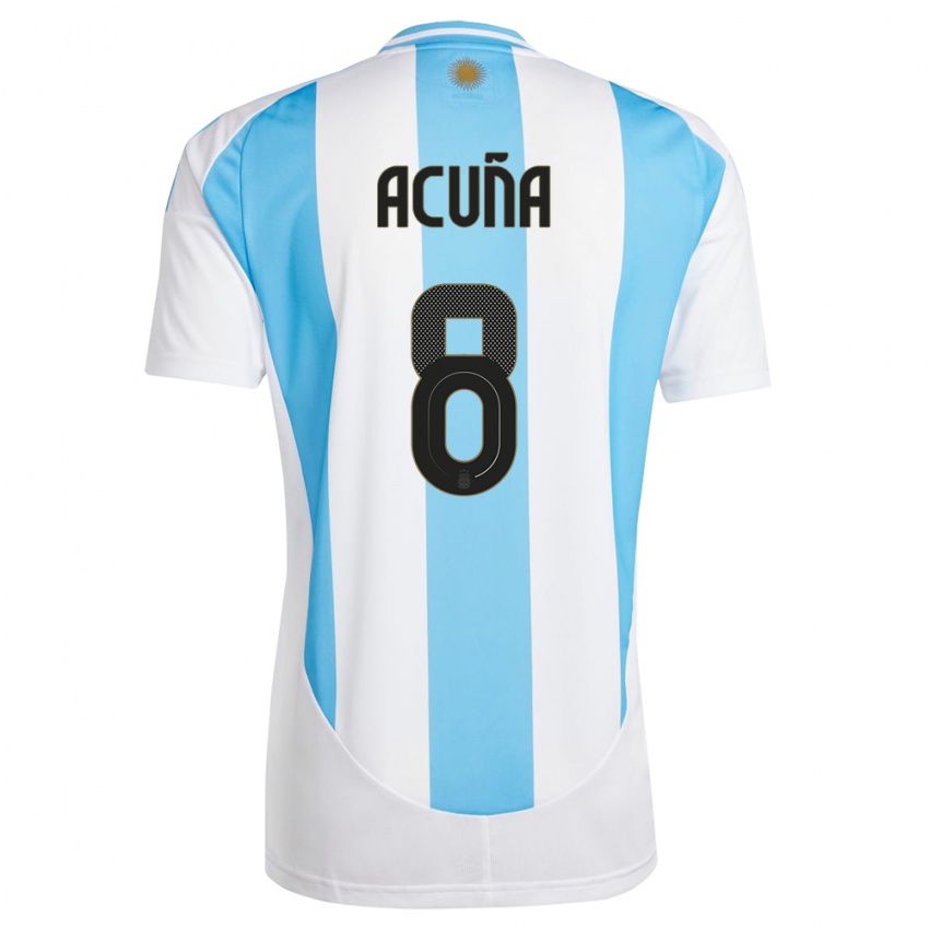 Criança Camisola Argentina Marcos Acuna #8 Branco Azul Principal 24-26 Camisa Brasil