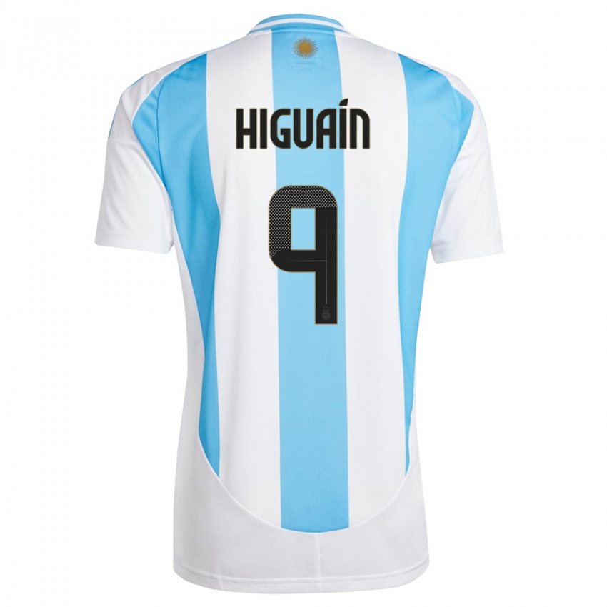 Criança Camisola Argentina Gonzalo Higuain #9 Branco Azul Principal 24-26 Camisa Brasil