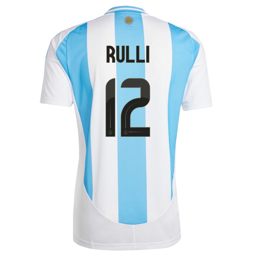 Criança Camisola Argentina Geronimo Rulli #12 Branco Azul Principal 24-26 Camisa Brasil