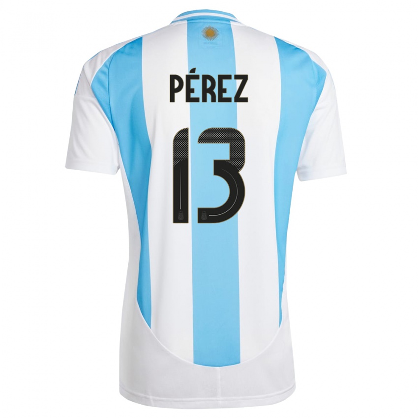 Criança Camisola Argentina Nehuen Perez #13 Branco Azul Principal 24-26 Camisa Brasil