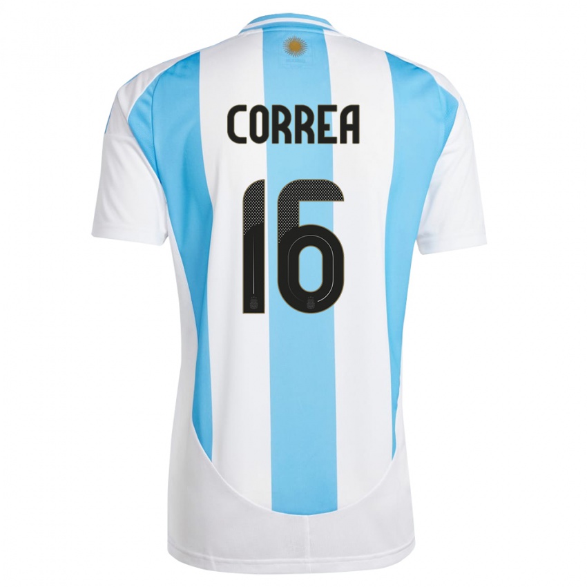 Criança Camisola Argentina Angel Correa #16 Branco Azul Principal 24-26 Camisa Brasil