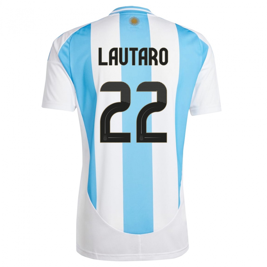 Criança Camisola Argentina Lautaro Martinez #22 Branco Azul Principal 24-26 Camisa Brasil