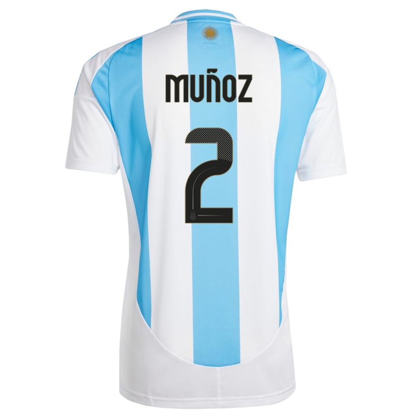 Criança Camisola Argentina Luana Munoz #2 Branco Azul Principal 24-26 Camisa Brasil