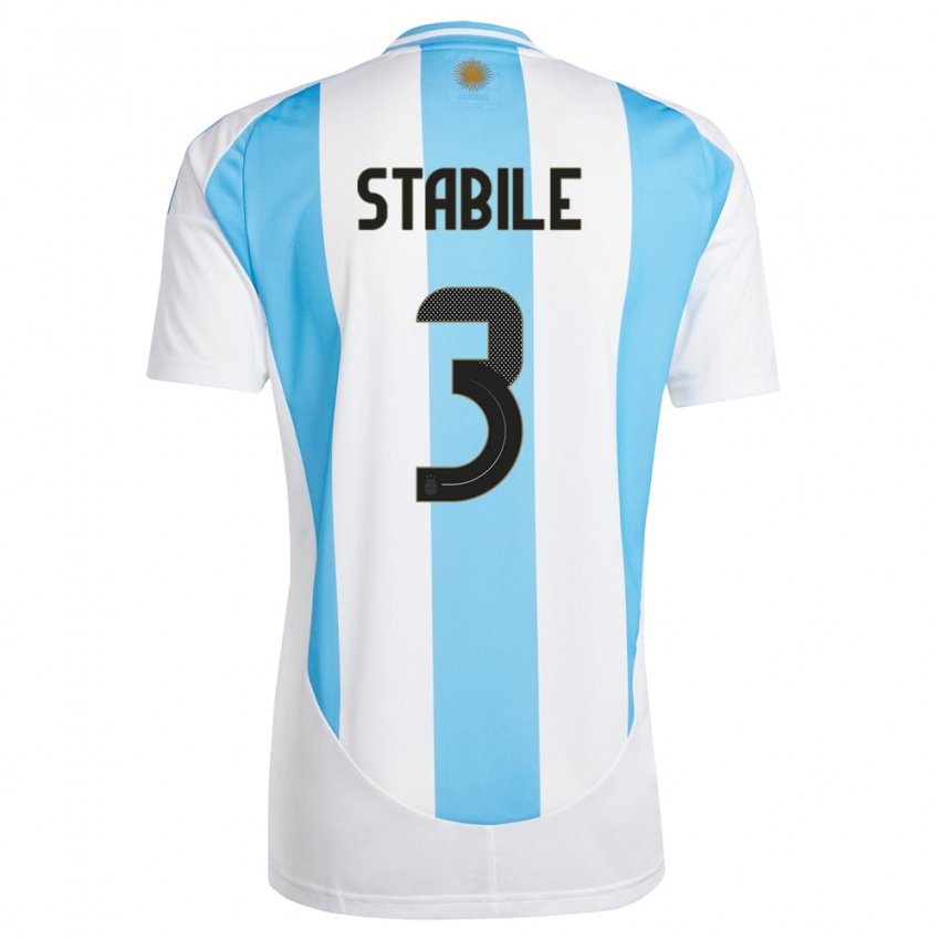 Criança Camisola Argentina Eliana Stabile #3 Branco Azul Principal 24-26 Camisa Brasil