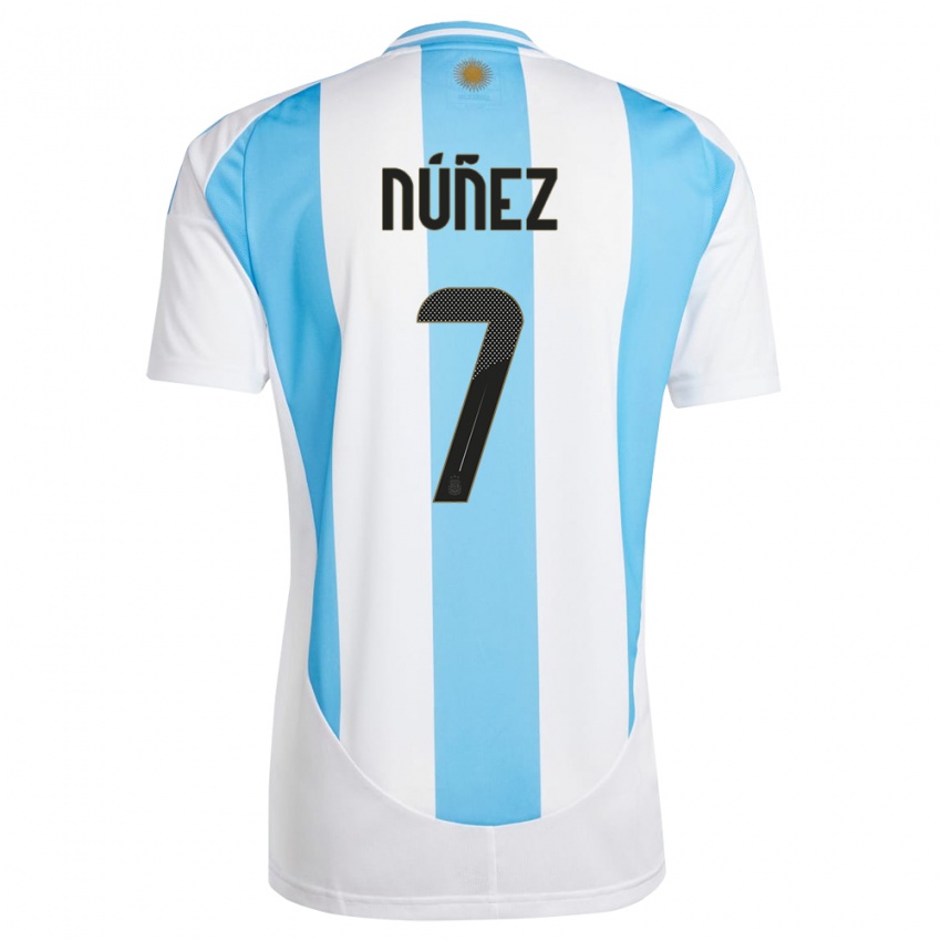 Criança Camisola Argentina Romina Nunez #7 Branco Azul Principal 24-26 Camisa Brasil