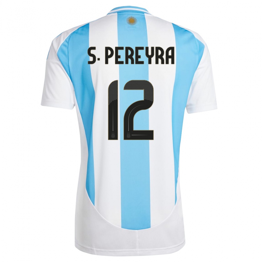 Criança Camisola Argentina Solana Pereyra #12 Branco Azul Principal 24-26 Camisa Brasil