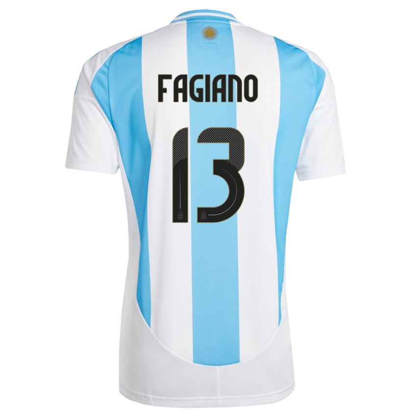 Criança Camisola Argentina Paloma Fagiano #13 Branco Azul Principal 24-26 Camisa Brasil