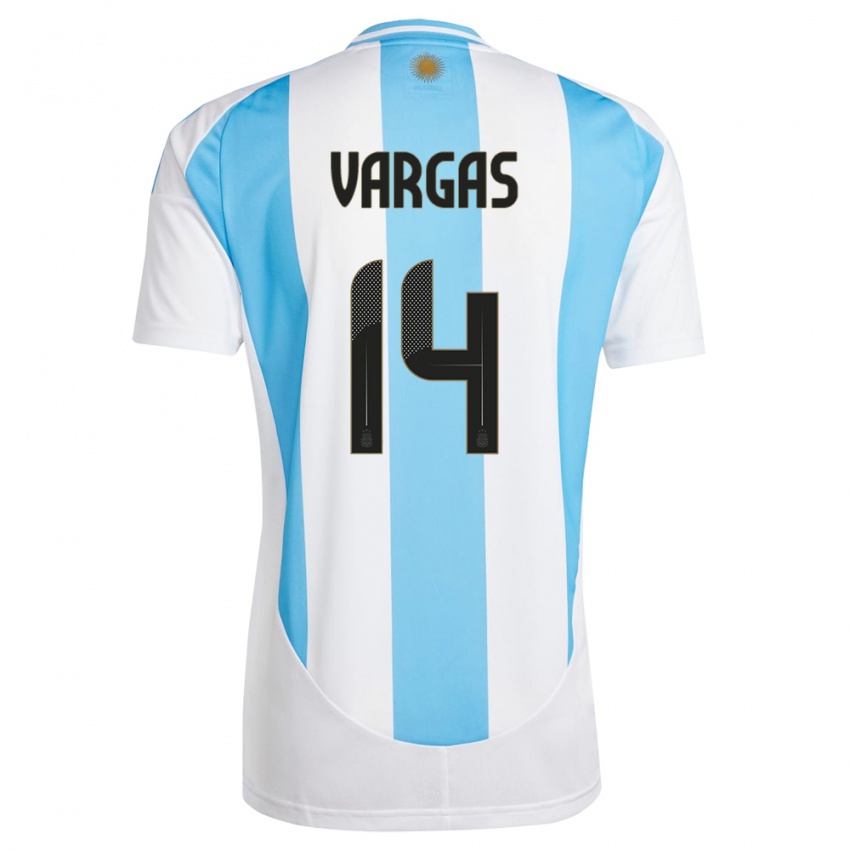 Criança Camisola Argentina Agustina Vargas #14 Branco Azul Principal 24-26 Camisa Brasil