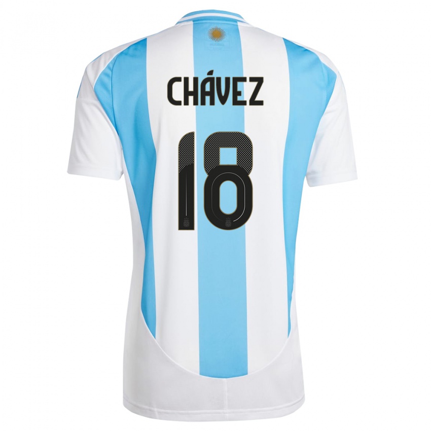 Criança Camisola Argentina Gabriela Chavez #18 Branco Azul Principal 24-26 Camisa Brasil