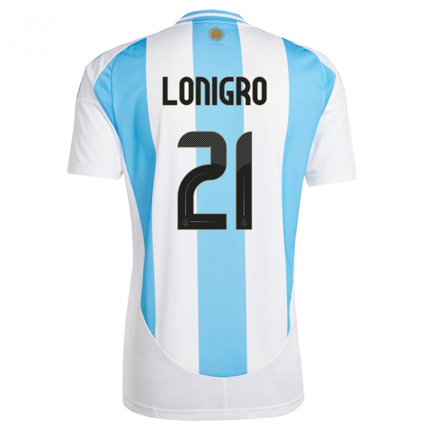 Criança Camisola Argentina Erica Lonigro #21 Branco Azul Principal 24-26 Camisa Brasil