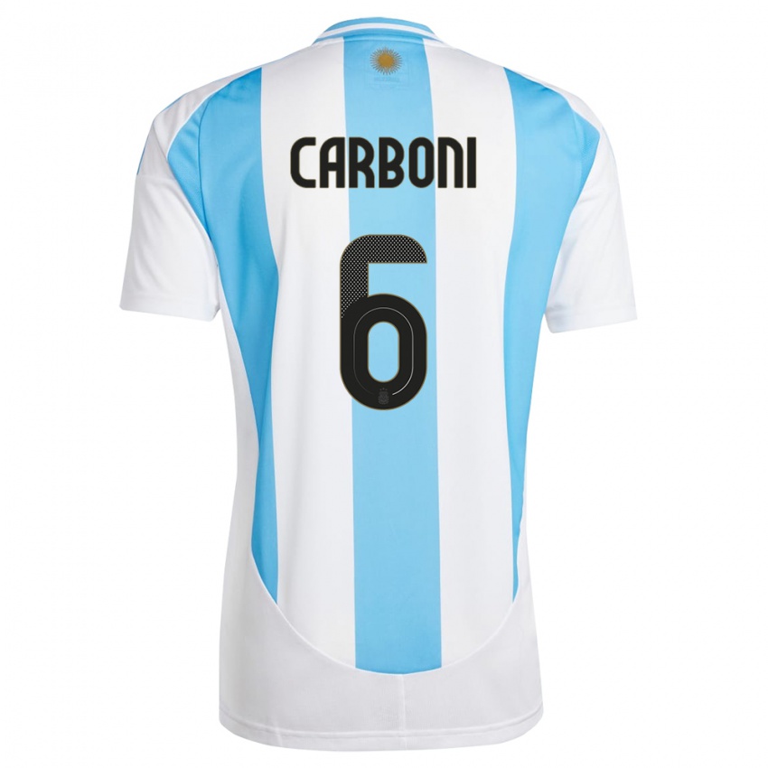 Criança Camisola Argentina Franco Carboni #6 Branco Azul Principal 24-26 Camisa Brasil