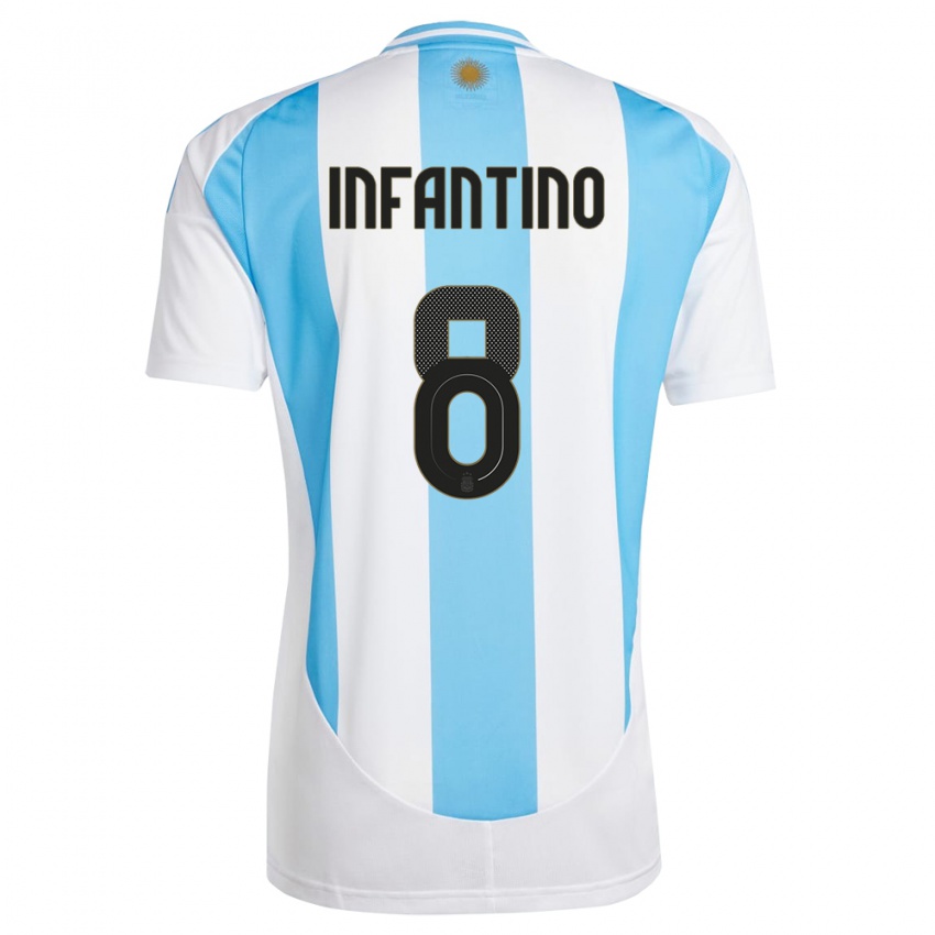 Criança Camisola Argentina Gino Infantino #8 Branco Azul Principal 24-26 Camisa Brasil