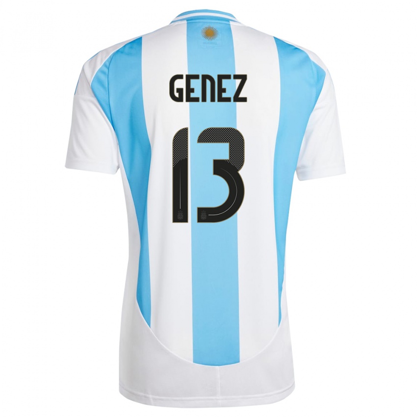 Criança Camisola Argentina Nahuel Genez #13 Branco Azul Principal 24-26 Camisa Brasil