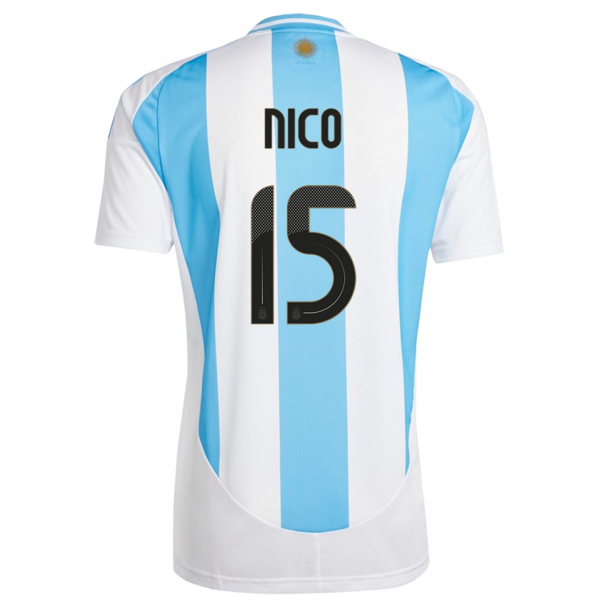 Criança Camisola Argentina Nico #15 Branco Azul Principal 24-26 Camisa Brasil