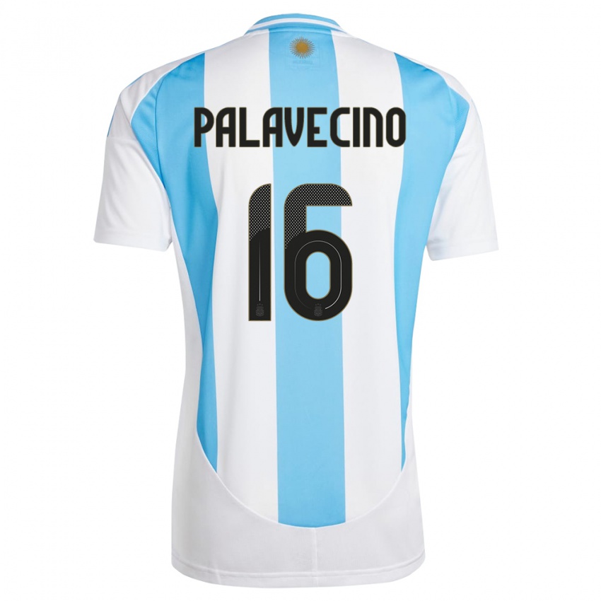 Criança Camisola Argentina Nicolas Palavecino #16 Branco Azul Principal 24-26 Camisa Brasil