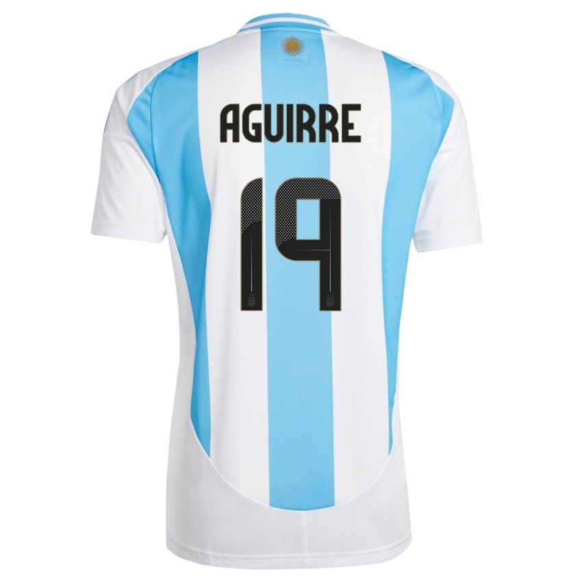 Criança Camisola Argentina Brian Aguirre #19 Branco Azul Principal 24-26 Camisa Brasil