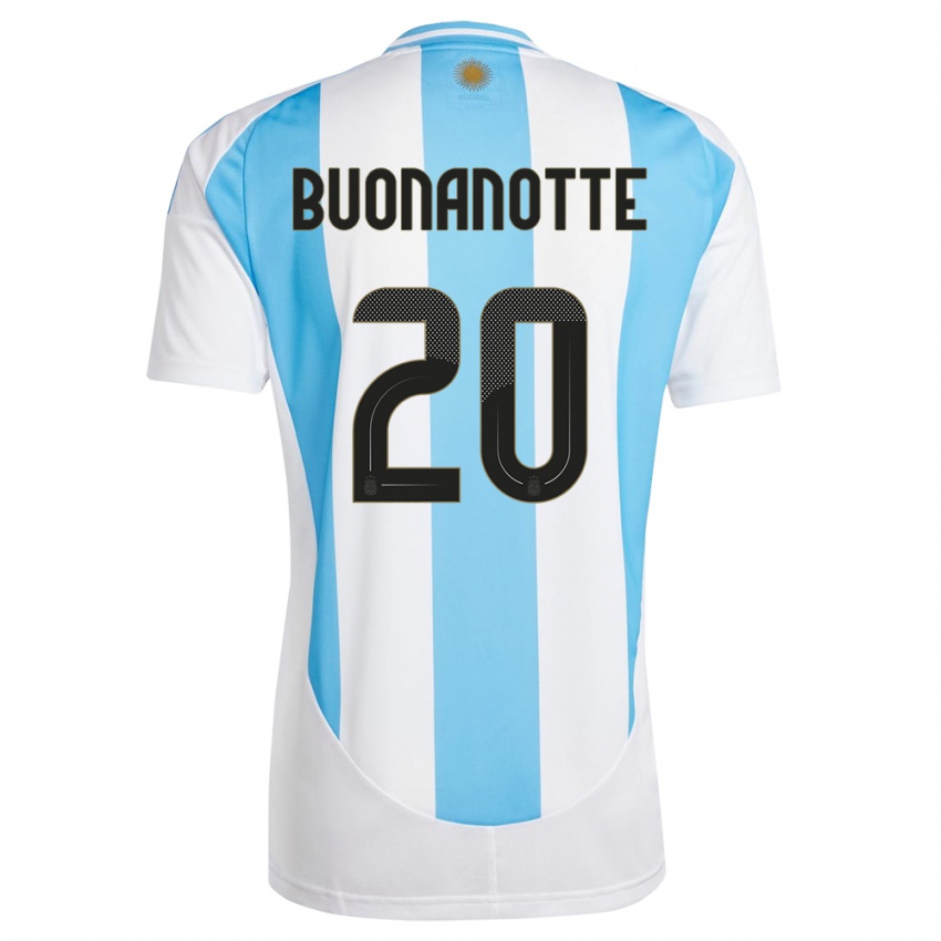 Criança Camisola Argentina Facundo Buonanotte #20 Branco Azul Principal 24-26 Camisa Brasil