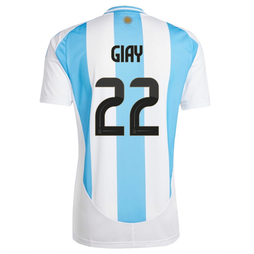 Criança Camisola Argentina Agustin Giay #22 Branco Azul Principal 24-26 Camisa Brasil