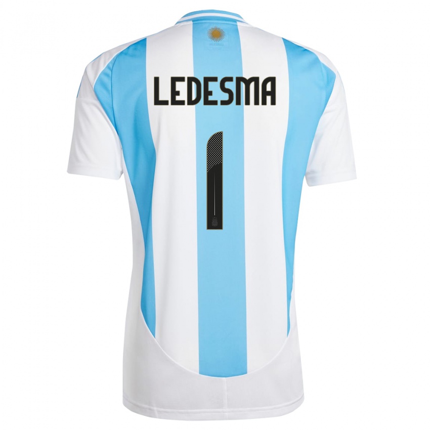 Criança Camisola Argentina Jeremias Ledesma #1 Branco Azul Principal 24-26 Camisa Brasil