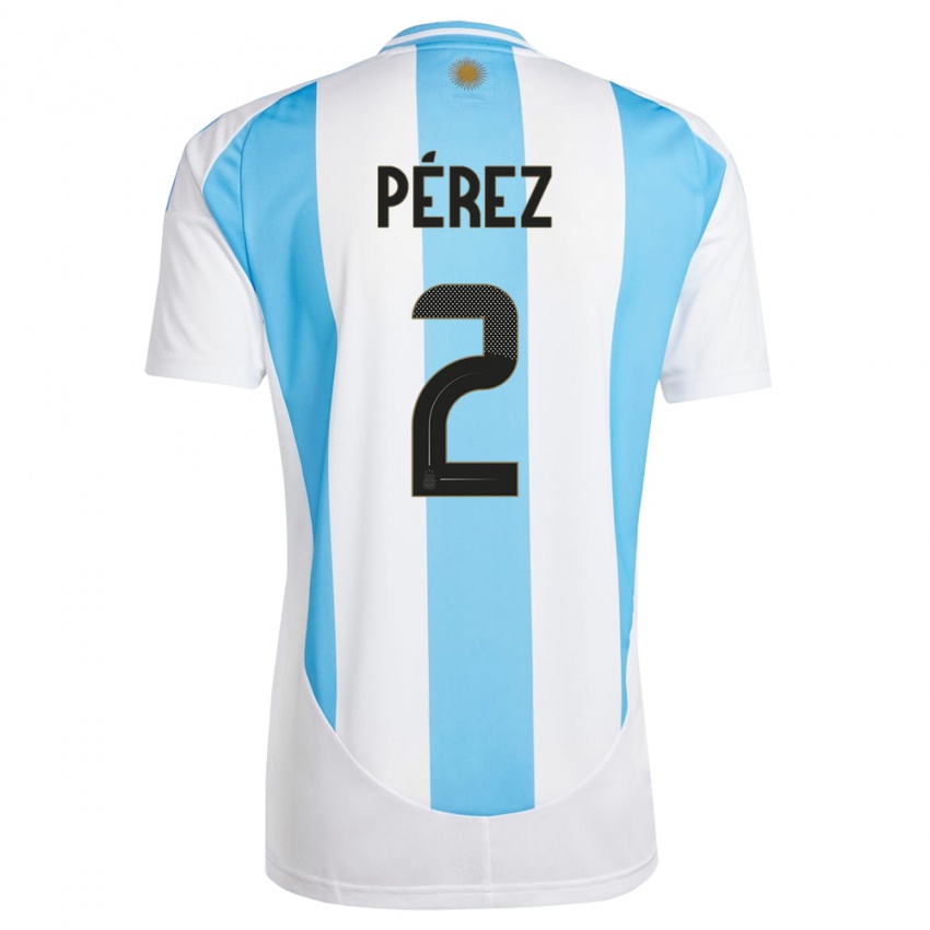 Criança Camisola Argentina Nehuen Perez #2 Branco Azul Principal 24-26 Camisa Brasil