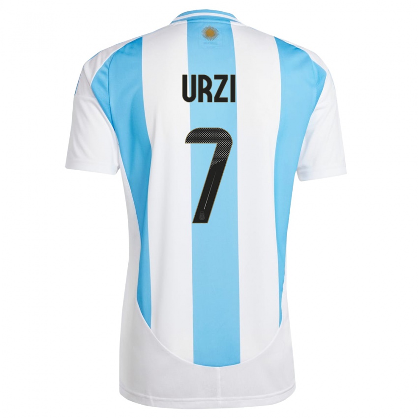 Criança Camisola Argentina Agustin Urzi #7 Branco Azul Principal 24-26 Camisa Brasil