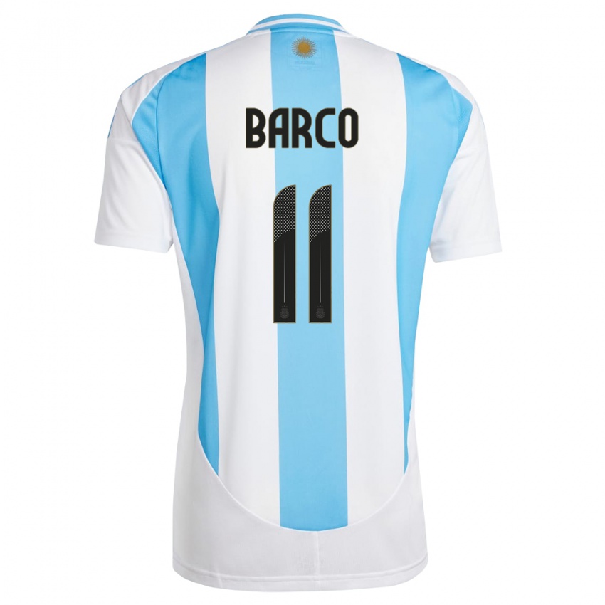 Criança Camisola Argentina Ezequiel Barco #11 Branco Azul Principal 24-26 Camisa Brasil