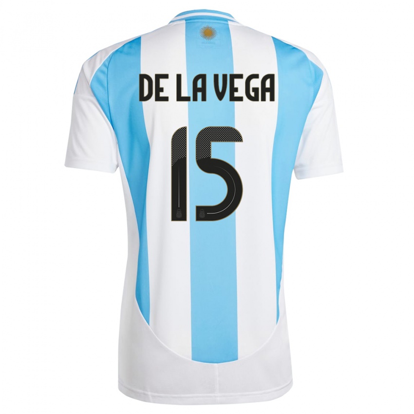 Criança Camisola Argentina Pedro De La Vega #15 Branco Azul Principal 24-26 Camisa Brasil